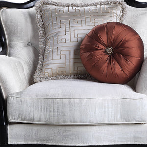 Homeroots 43" Beige Fabric And Black Tufted Arm Chair   491108