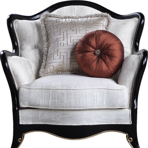 Homeroots 43" Beige Fabric And Black Tufted Arm Chair   491108