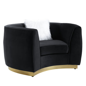 Homeroots 48" Black Velvet Chair And A Half   491110