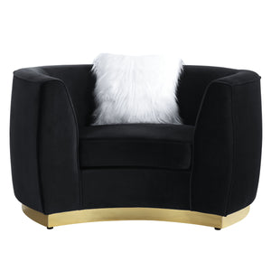 Homeroots 48" Black Velvet Chair And A Half   491110