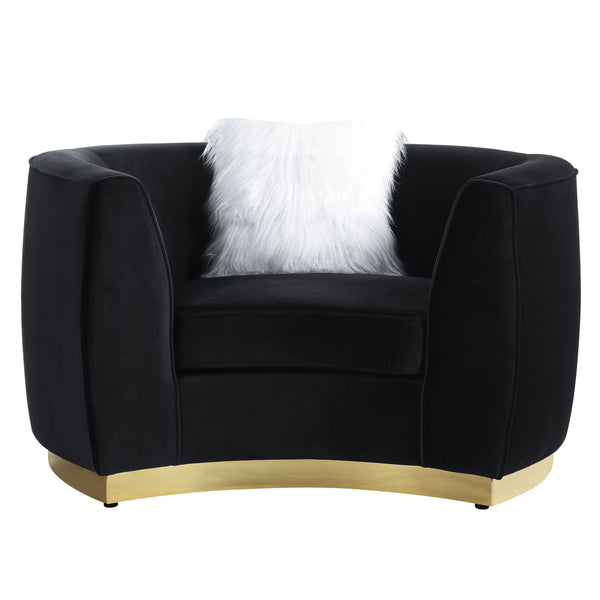 Homeroots 48" Black Velvet Chair And A Half   491110