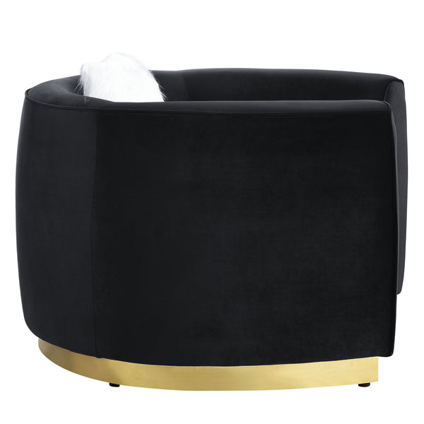 Homeroots 48" Black Velvet Chair And A Half   491110