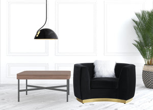 Homeroots 48" Black Velvet Chair And A Half   491110