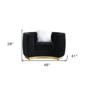 Homeroots 48" Black Velvet Chair And A Half   491110