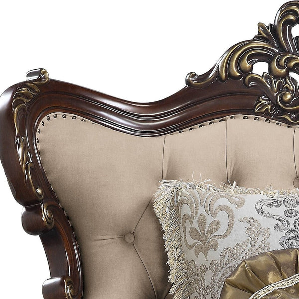 Homeroots 48" Light Brown Linen And Cherry Floral Arm Chair   491113