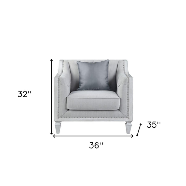 Homeroots 36" Light Gray Linen And Weathered White Club Chair   491117