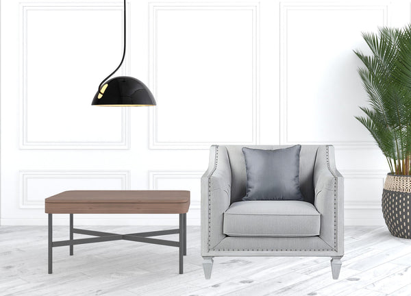 Homeroots 36" Light Gray Linen And Weathered White Club Chair   491117