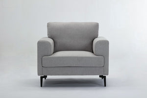 Homeroots 41" Light Gray And Black Linen Arm Chair   491119