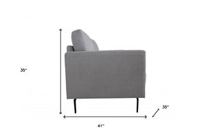 Homeroots 41" Light Gray And Black Linen Arm Chair   491119