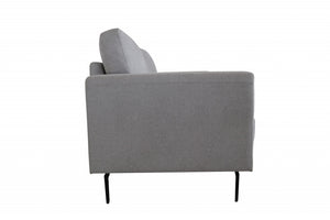 Homeroots 41" Light Gray And Black Linen Arm Chair   491119