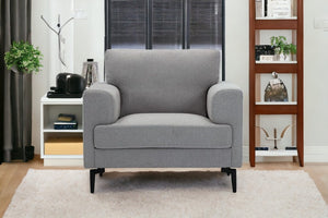 Homeroots 41" Light Gray And Black Linen Arm Chair   491119