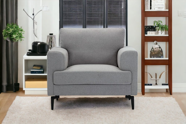 Homeroots 41" Light Gray And Black Linen Arm Chair   491119