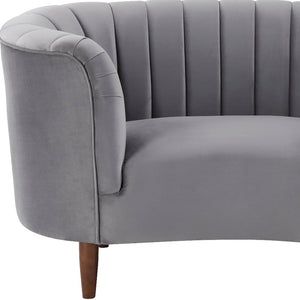 Homeroots 52" Gray And Black Velvet Striped Arm Chair   491120