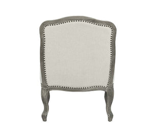 Homeroots 29" Cream And Brown Linen Arm Chair   491124
