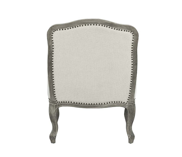 Homeroots 29" Cream And Brown Linen Arm Chair   491124
