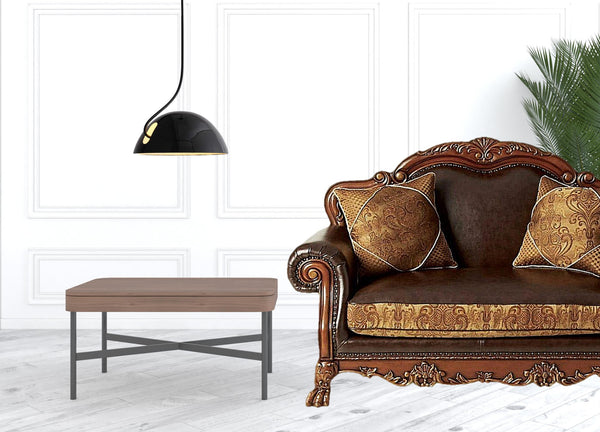 Homeroots 46" Brown And Cherry Blossom Pink Faux Leather Floral Tufted Arm Chair   491127