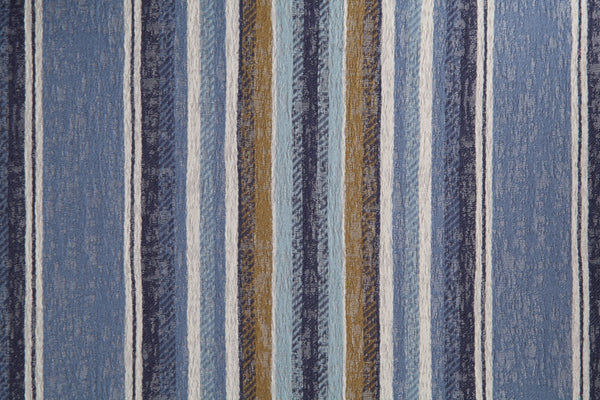 Homeroots 31" Blue White And Brown Fabric And White Striped Wingback Chair   491130