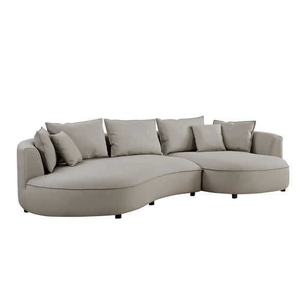 English Elm Modern 5-Seat Curved Sectional Sofa In Light Grey Eco-Leather - Stylish Comfort For Apartments & Offices W2582S00078