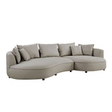 Modern Curved Sectional Sofa Set, 5-Seat, Eco-Leather, Light Grey, Living Room, Apartment