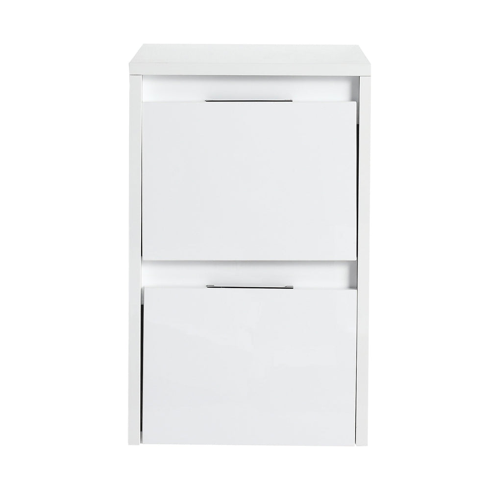 English Elm 12" Bathroom Side Cabinet - Elegant Wall-Mounted Design With 2 Soft-Close Drawers & Glossy Finish W999P312083