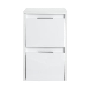 English Elm 12" Bathroom Side Cabinet - Elegant Wall-Mounted Design With 2 Soft-Close Drawers & Glossy Finish W999P312083