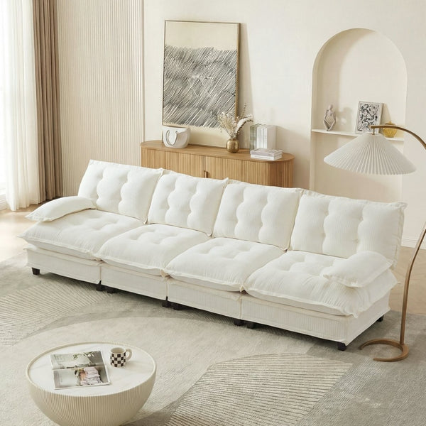 English Elm 138" Modular Cloud Sectional Sofa Deep Seat Chenille Upholstery for Living Room W714S01681
