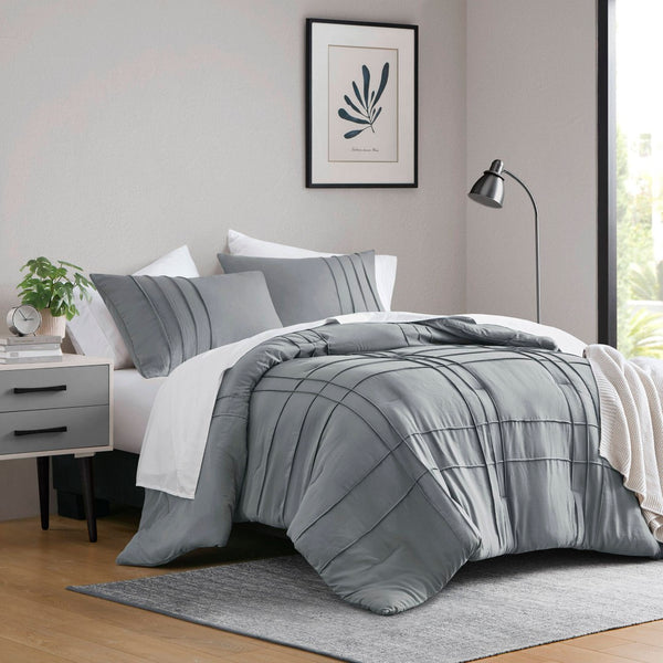 English Elm 2-piece Pintuck Pleated Microfiber Comforter Set Hotel Inspired Soft Twin Bedding B035P463226