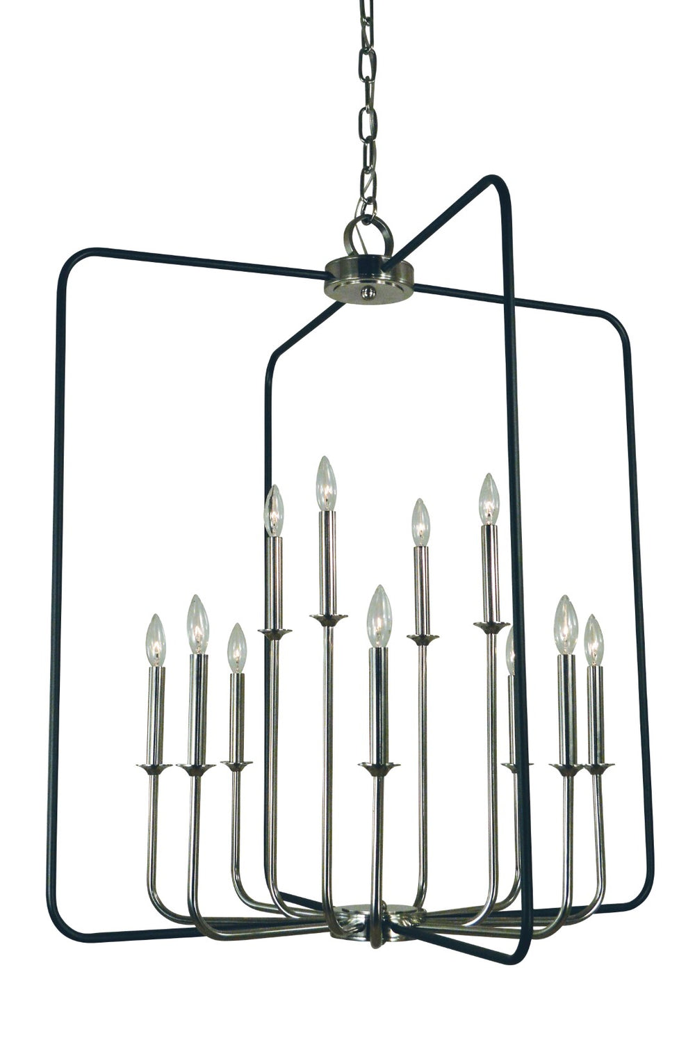 Framburg 12-light Elegant Boulevard Chandelier - Timeless Antique Brass & Matte Black Design For Stunning Spaces Polished Nickel Metal 4982 Pn