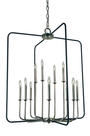 Framburg 12-light Elegant Boulevard Chandelier - Timeless Antique Brass & Matte Black Design For Stunning Spaces Polished Nickel With Matte Black Accents Metal 4912 Pn/Mblack