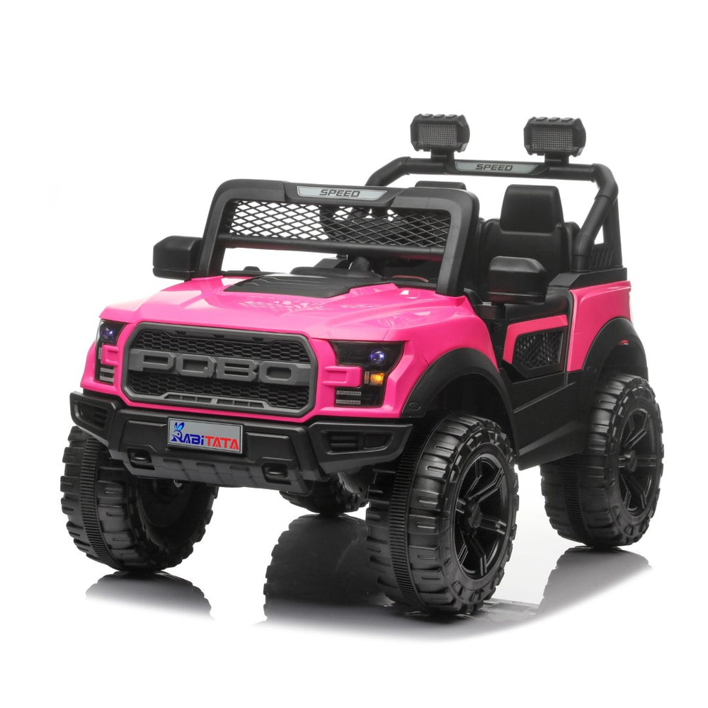 English Elm Kids 12v Dual Motor Off Road Ride on Truck with Remote Control Led Lights and Swing Pink W1760P426764
