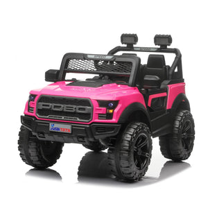 English Elm Kids 12v Dual Motor Off Road Ride on Truck with Remote Control Led Lights and Swing Pink W1760P426764
