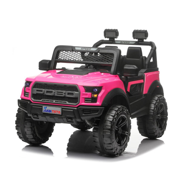 English Elm Kids 12v Dual Motor Off Road Ride on Truck with Remote Control Led Lights and Swing Pink W1760P426764