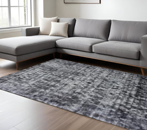 HomeRoots 8' Silver and Charcoal Striped Hand Loomed Area Rug – Artisan Crafted for Modern Living Spaces 491260