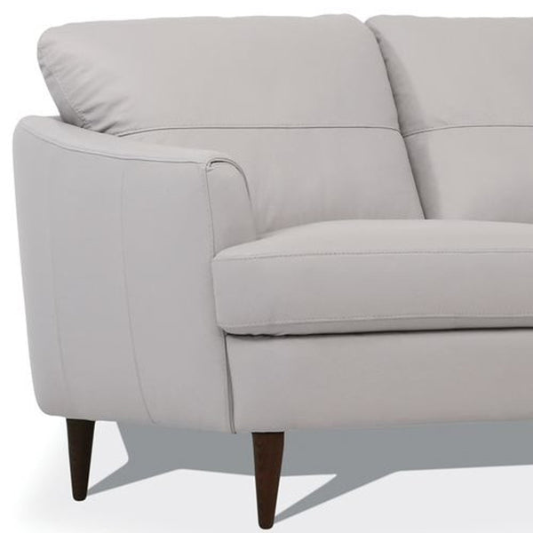 Homeroots 83" Pearl Leather Sofa With Black Legs   491280