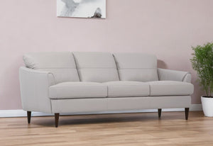 Homeroots 83" Pearl Leather Sofa With Black Legs   491280