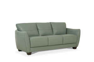 Homeroots 79" Tea Green Leather Sofa With Black Legs   491282