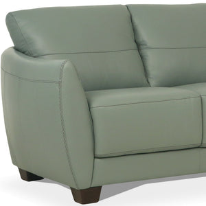 Homeroots 79" Tea Green Leather Sofa With Black Legs   491282