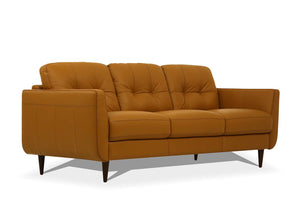 Homeroots 83" Orange Leather Sofa With Black Legs   491283