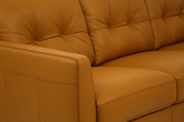 Homeroots 83" Orange Leather Sofa With Black Legs   491283