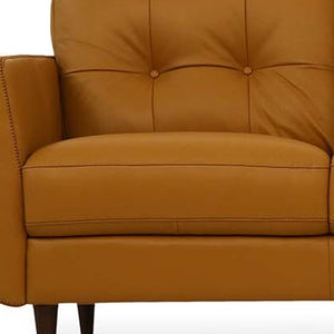 Homeroots 83" Orange Leather Sofa With Black Legs   491283