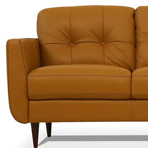 Homeroots 83" Orange Leather Sofa With Black Legs   491283