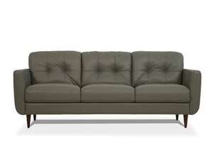 Homeroots 83" Green Leather Sofa With Black Legs   491284