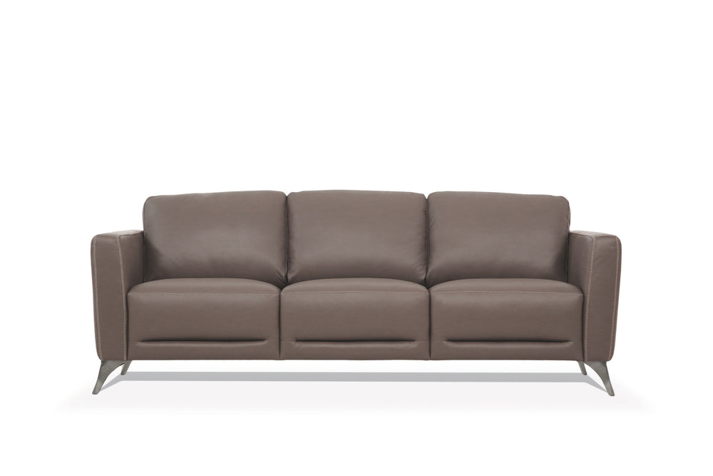 Homeroots 83" Taupe Leather Sofa With Black Legs   491285