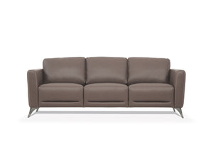 Homeroots 83" Taupe Leather Sofa With Black Legs   491285