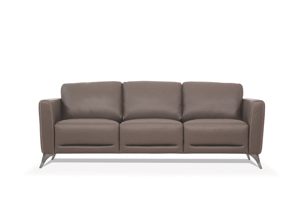 Homeroots 83" Taupe Leather Sofa With Black Legs   491285