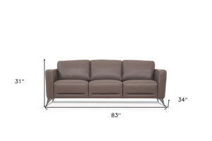 Homeroots 83" Taupe Leather Sofa With Black Legs   491285