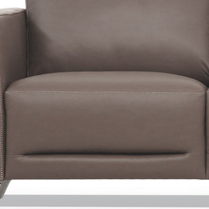Homeroots 83" Taupe Leather Sofa With Black Legs   491285