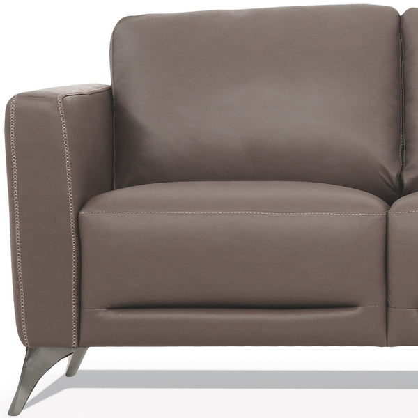 Homeroots 83" Taupe Leather Sofa With Black Legs   491285
