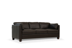 Homeroots 81" Chocolate Leather Sofa With Black Legs   491287