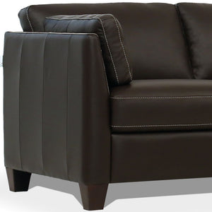 Homeroots 81" Chocolate Leather Sofa With Black Legs   491287